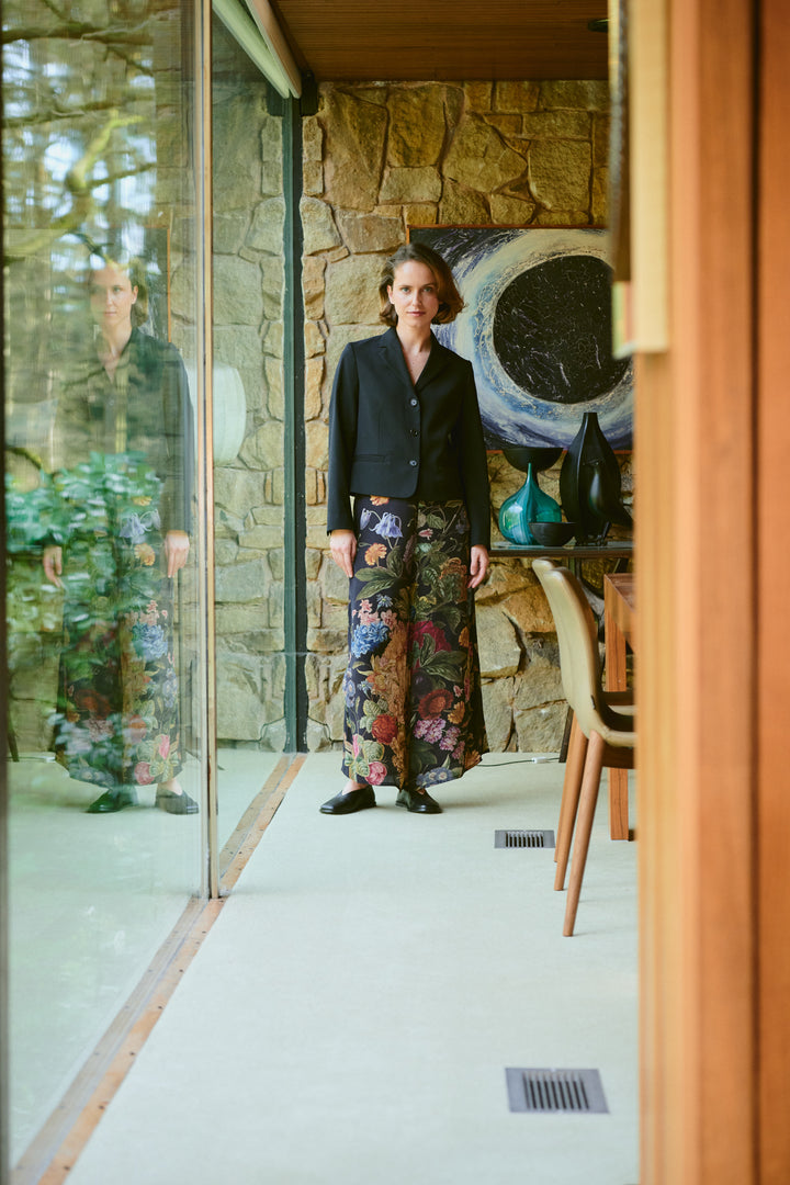 Pantalon Palazzo en crêpe noir Primula