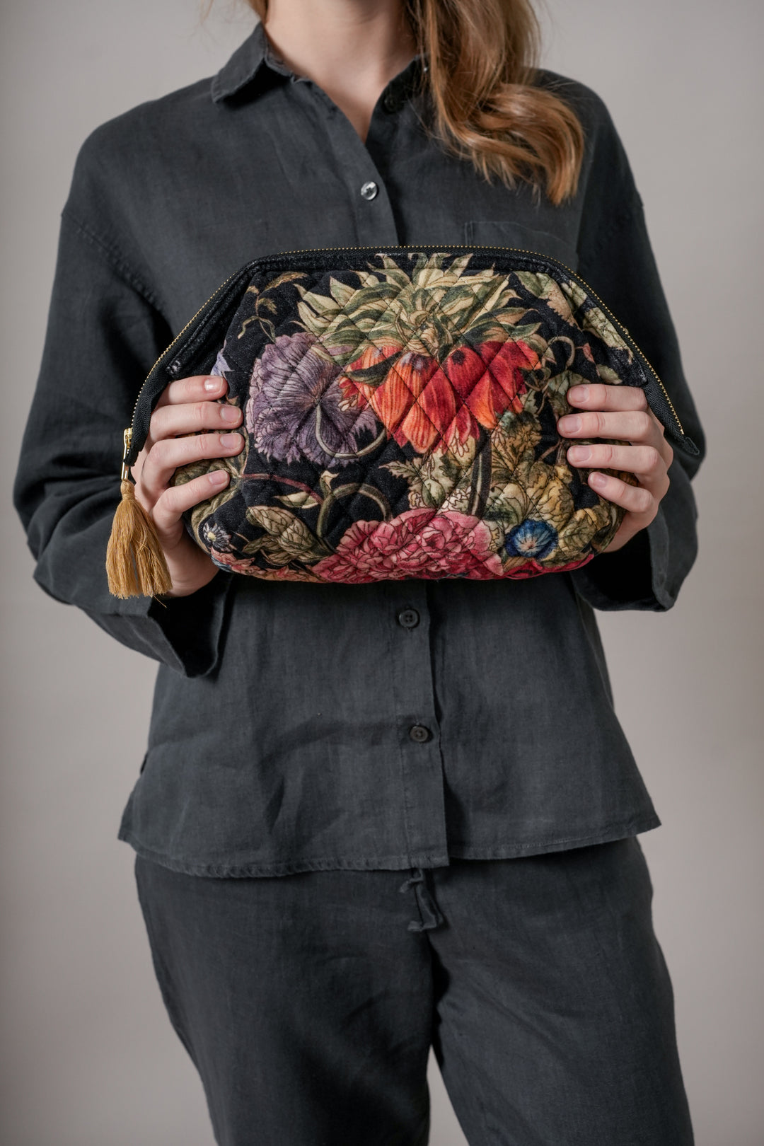 One Hundred Stars Primula Black Velvet Pouch