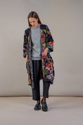 Grand kimono en velours noir Primula
