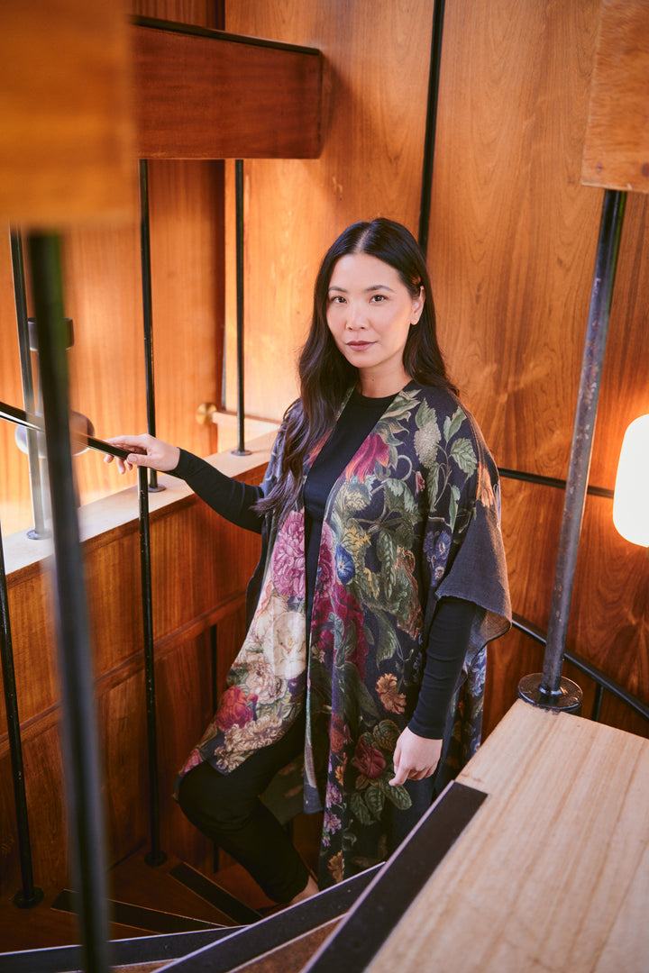 Plaid en laine noire Primula