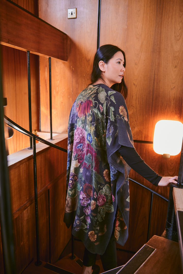 Plaid en laine noire Primula