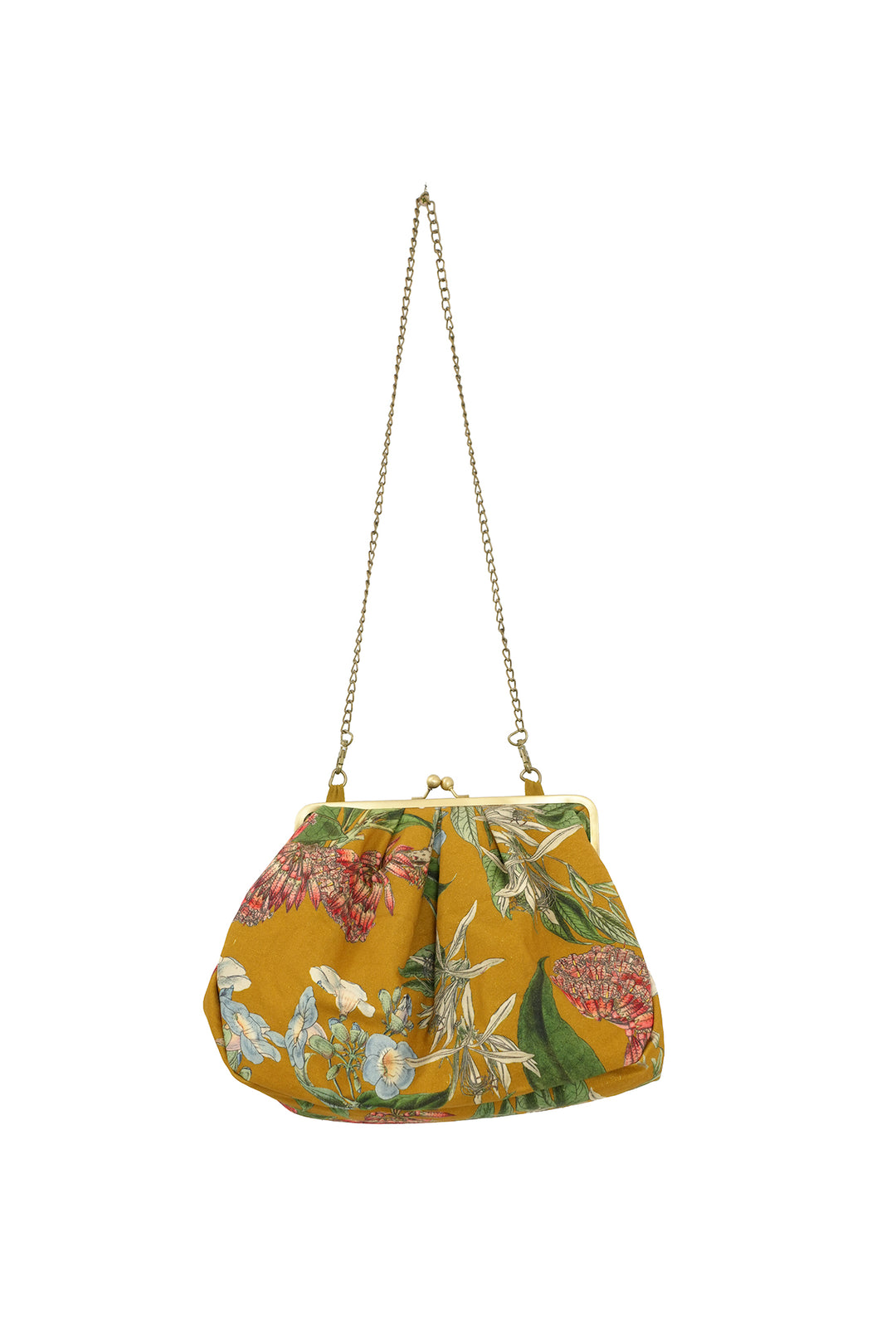 One Hundred Stars Rhodoleia Gold Kiss Lock Clutch Bag. 