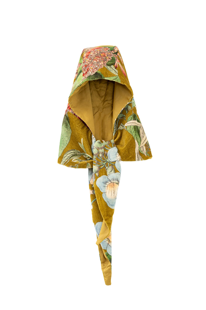 One Hundred Stars Rhodoleia Gold Velvet Hood
