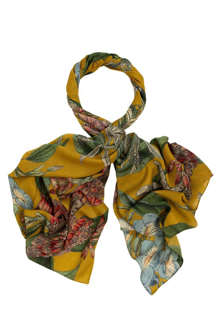 One Hundred Stars Rhodoleia Gold Wool Scarf