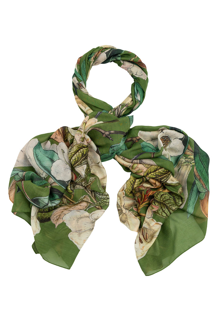 One Hundred Stars Rhodoleia Green Scarf