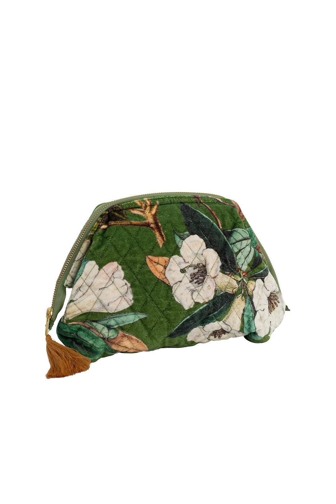 One Hundred Stars Rhodoleia Green Velvet Pouch