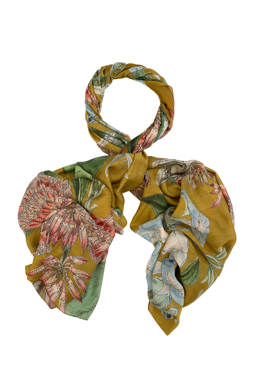 One Hundred Stars Rhodoleia Gold Scarf. 