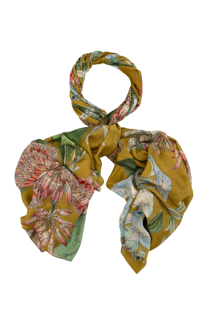 One Hundred Stars Rhodoleia Gold Scarf. 