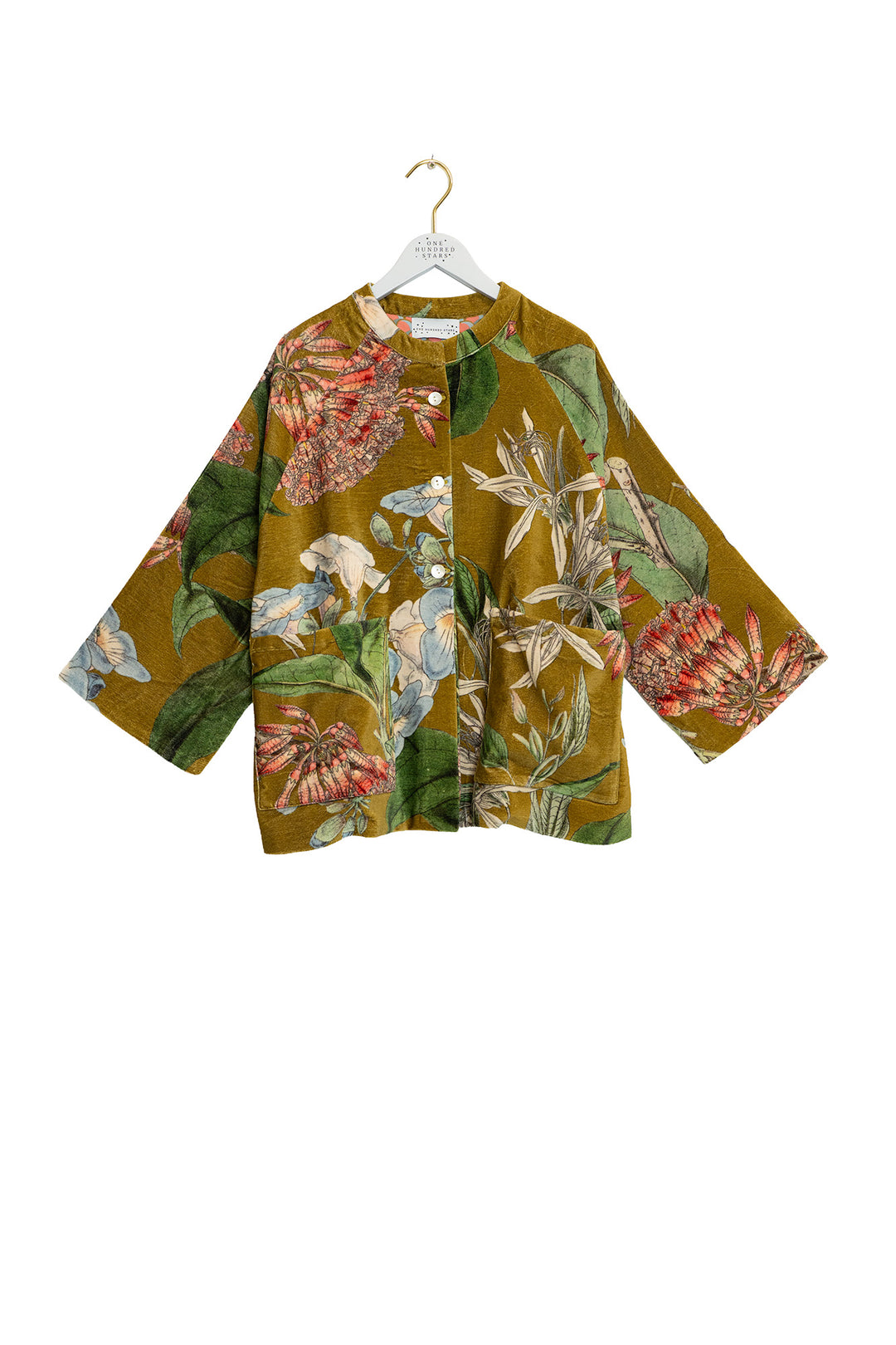 One Hundred Stars Rhodoleia Gold Velvet Jacket