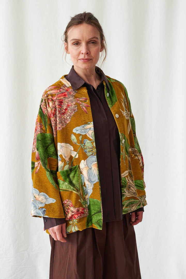 One Hundred Stars Rhodoleia Gold Velvet Jacket