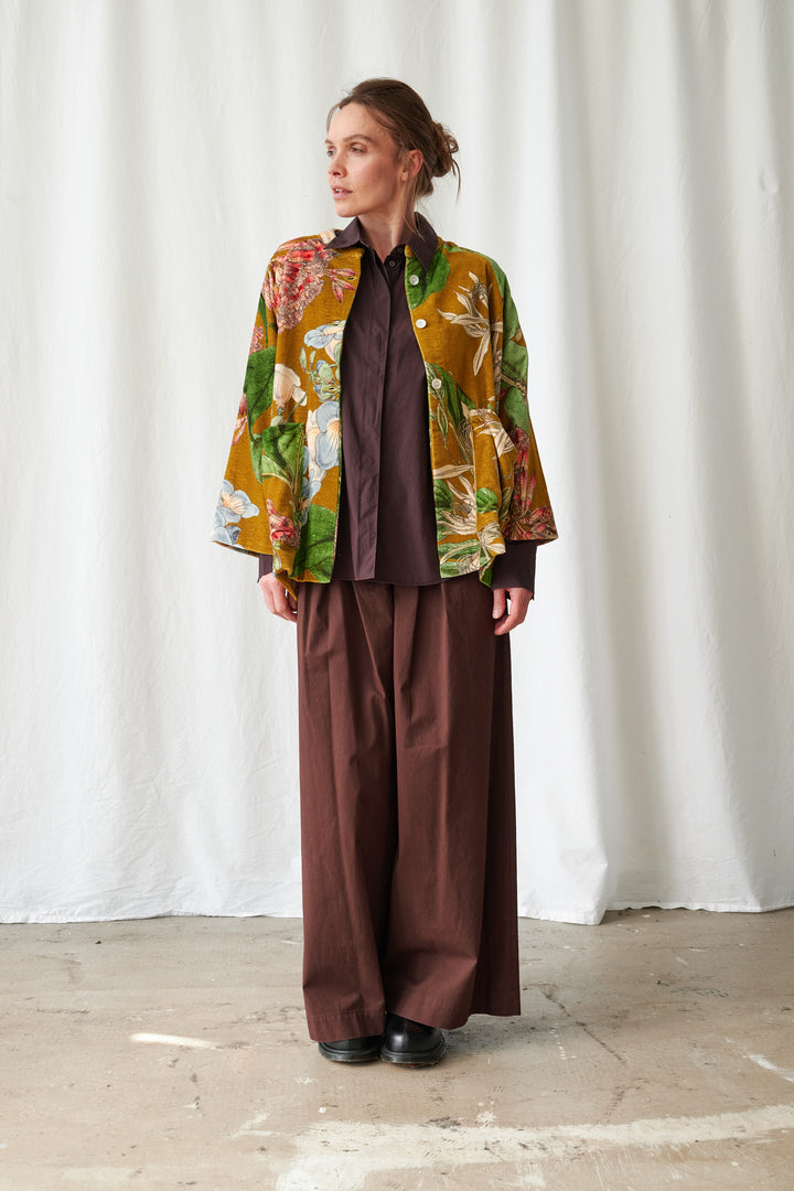 One Hundred Stars Rhodoleia Gold Velvet Jacket