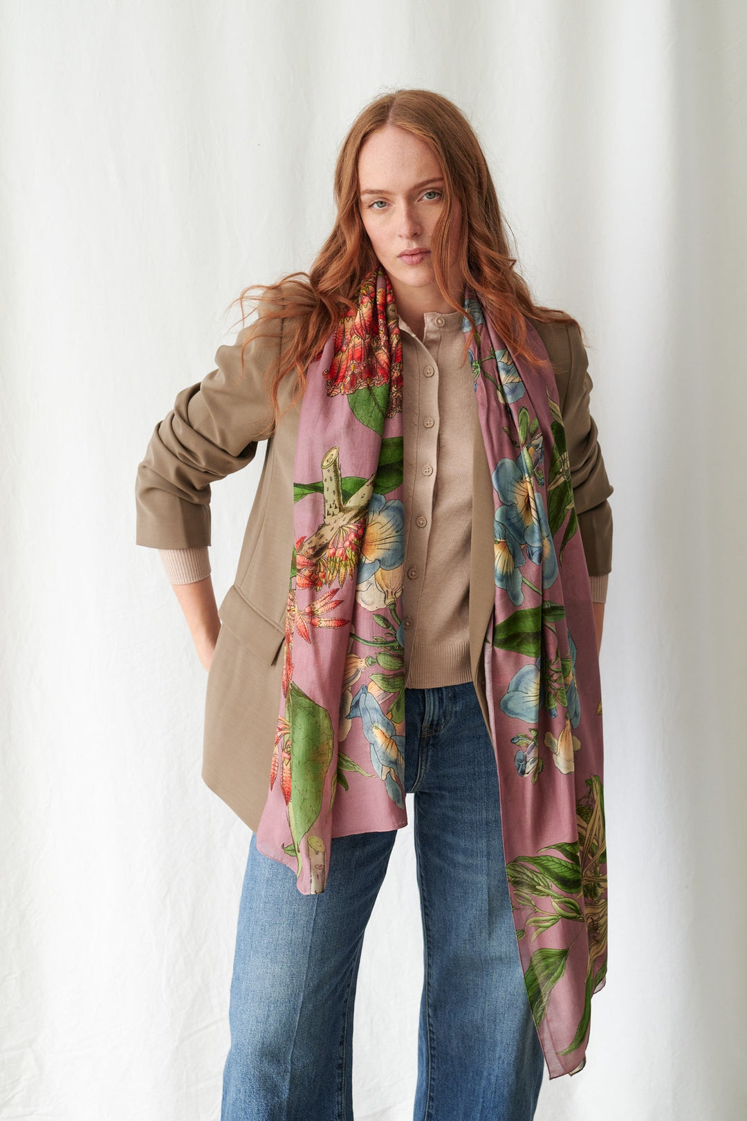 One Hundred Stars Rhodoleia Pink Scarf