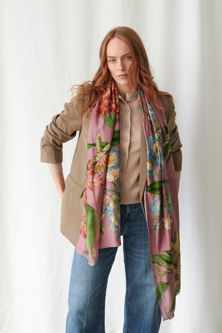 One Hundred Stars Rhodoleia Pink Scarf