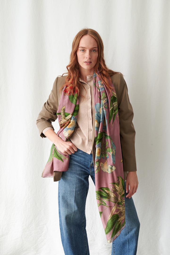 One Hundred Stars Rhodoleia Pink Scarf