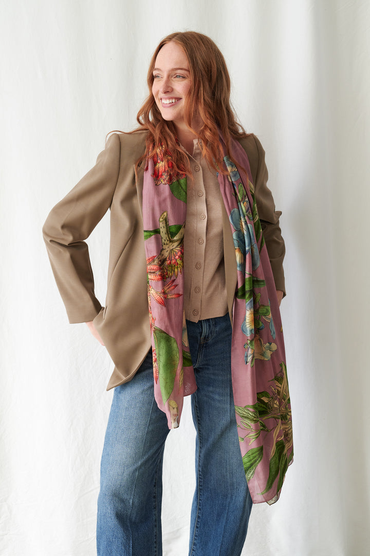 One Hundred Stars Rhodoleia Pink Scarf