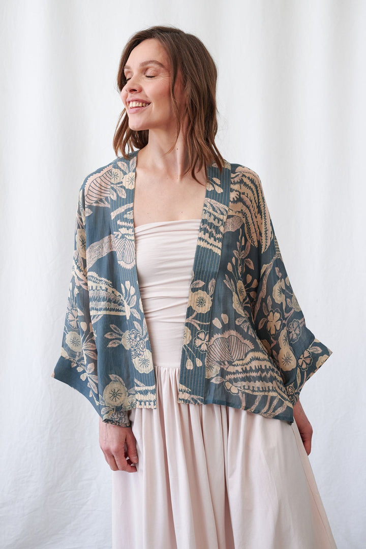Kimono bleu rose