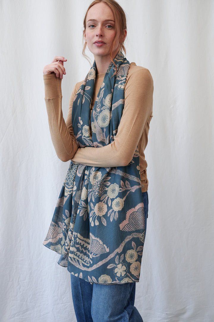 One Hundred Stars Rosa Blue Scarf