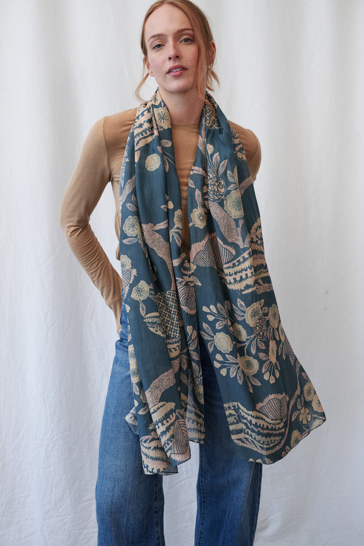 One Hundred Stars Rosa Blue Scarf