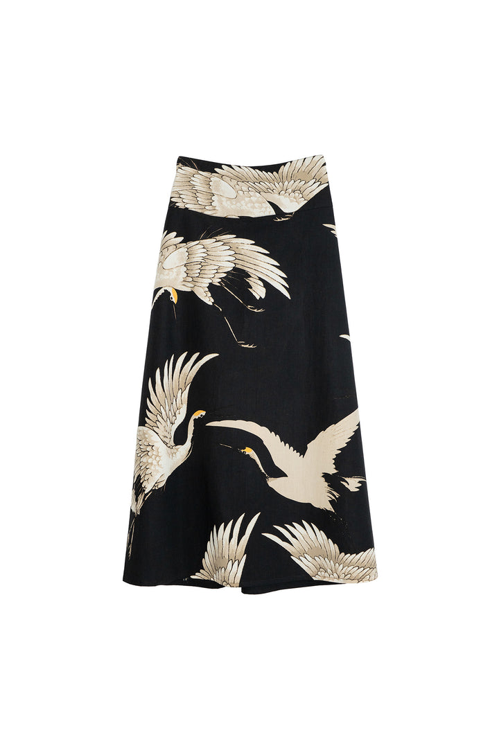 Stork Black A-line Maxi Skirt