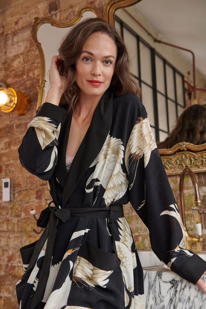 Stork Black Crepe Gown