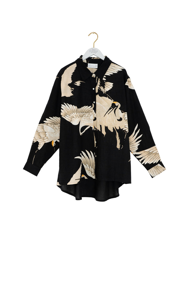 Stork Black Oversized Shirt