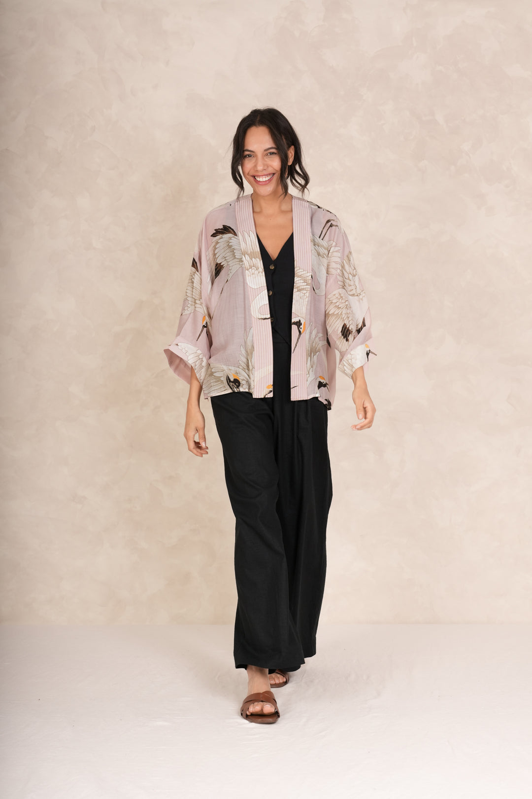 Kimono Rose Plâtre Cigogne