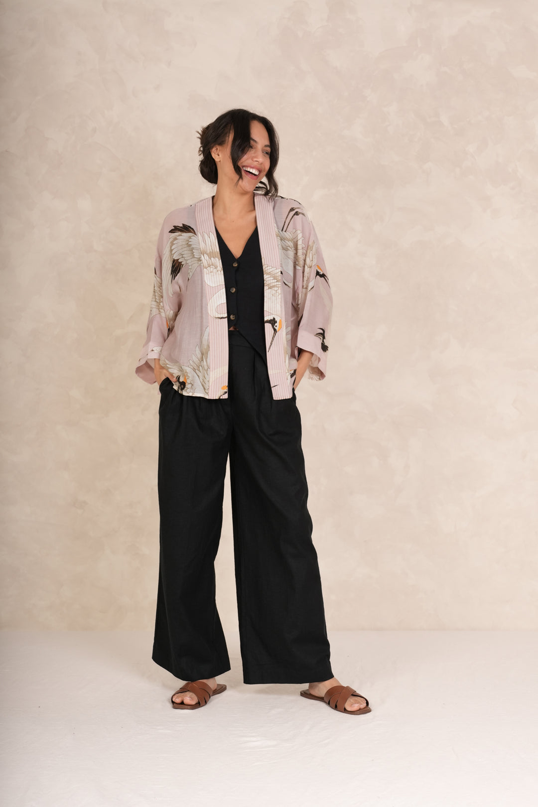 Kimono Rose Plâtre Cigogne