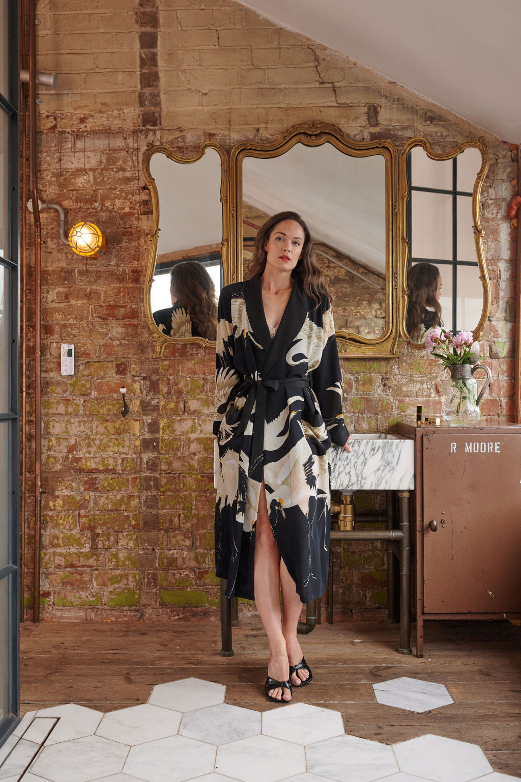 Stork Black Crepe Gown