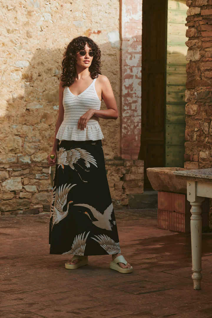 Stork Black A-line Maxi Skirt