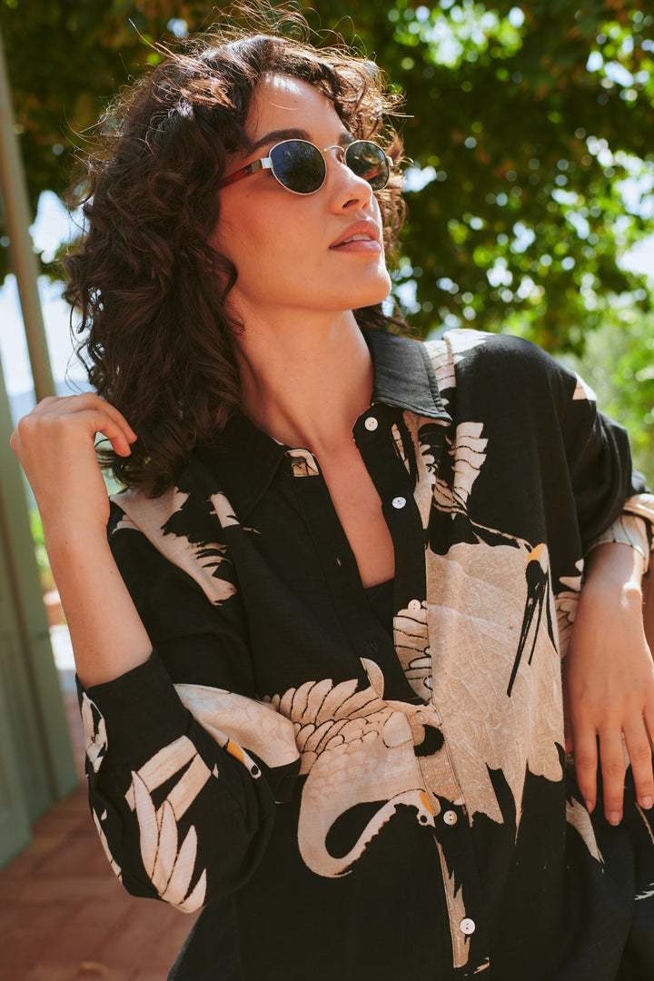 Stork Black Oversized Shirt