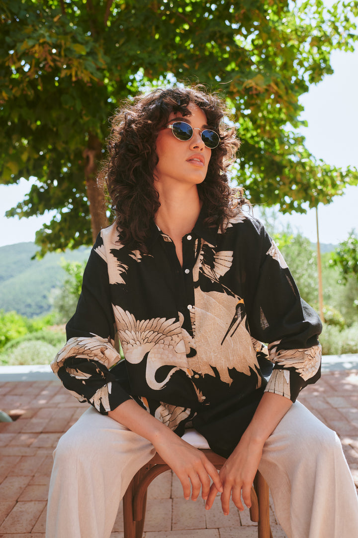 Stork Black Oversized Shirt
