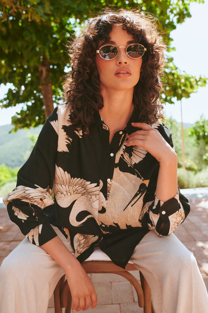 Stork Black Oversized Shirt