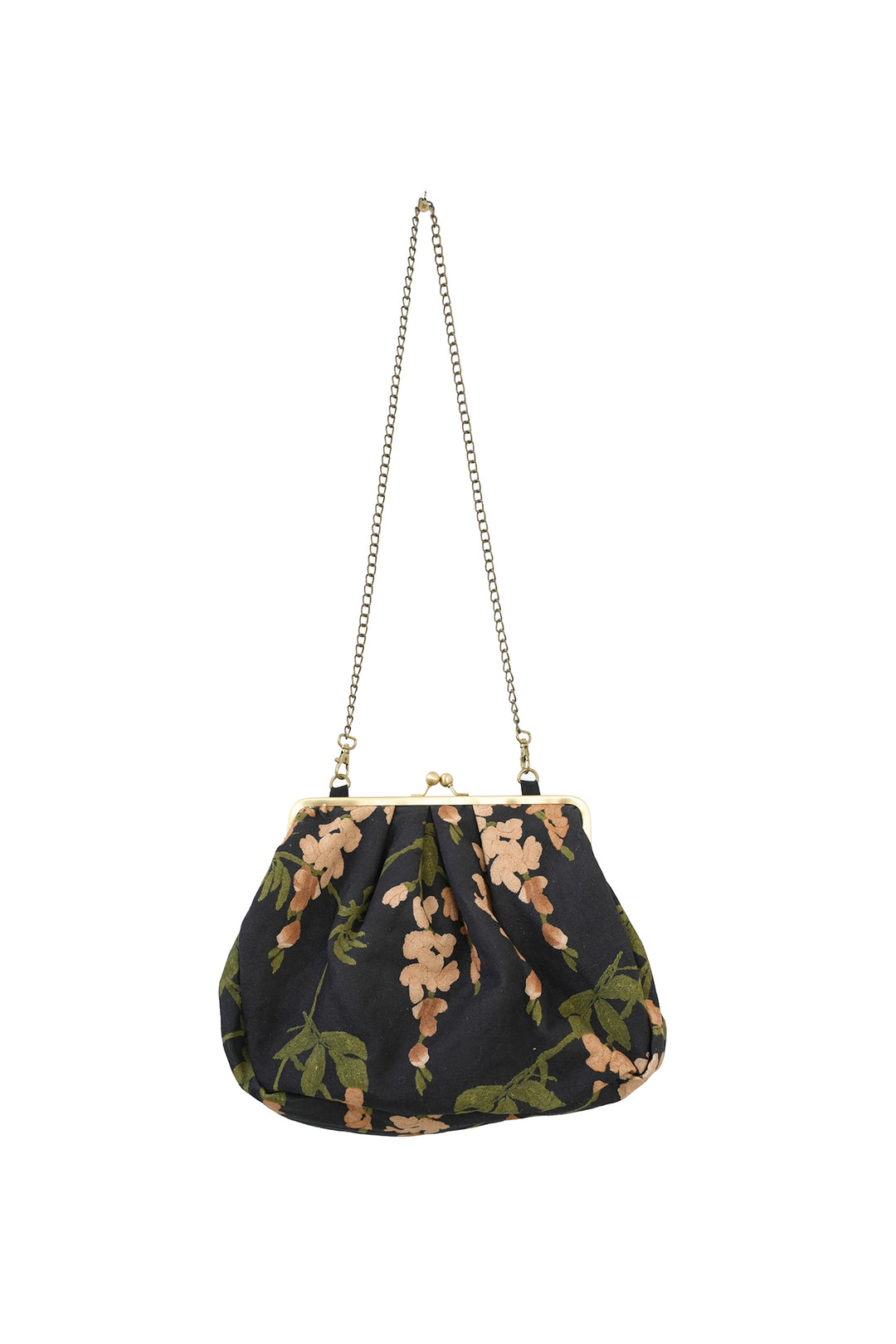 One Hundred Stars Wisteria Black Kiss Lock Clutch Bag