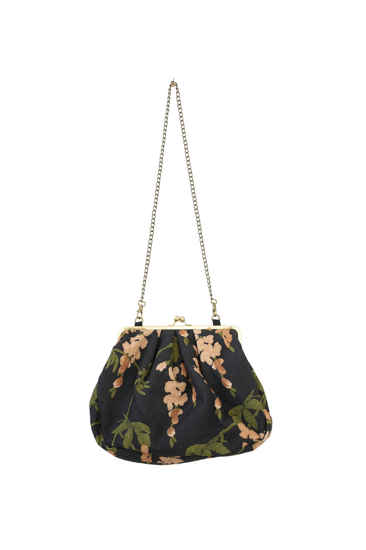 One Hundred Stars Wisteria Black Kiss Lock Clutch Bag