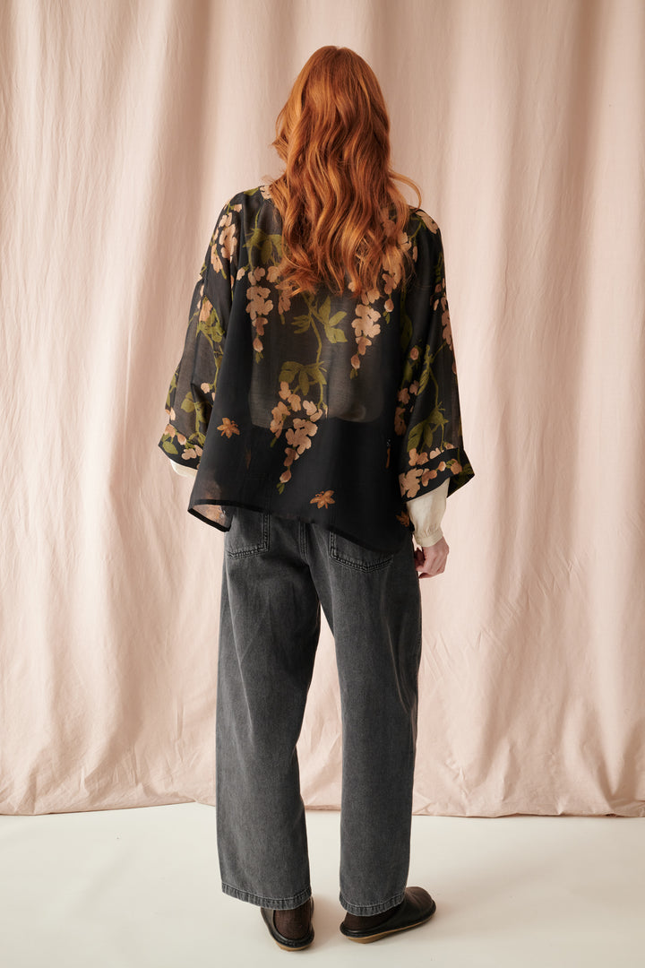 Wisteria Black Kimono