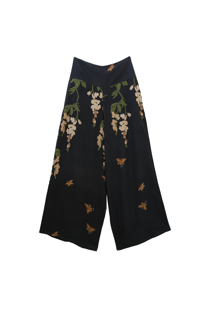 One Hundred Stars Wisteria Black Palazzo Pants