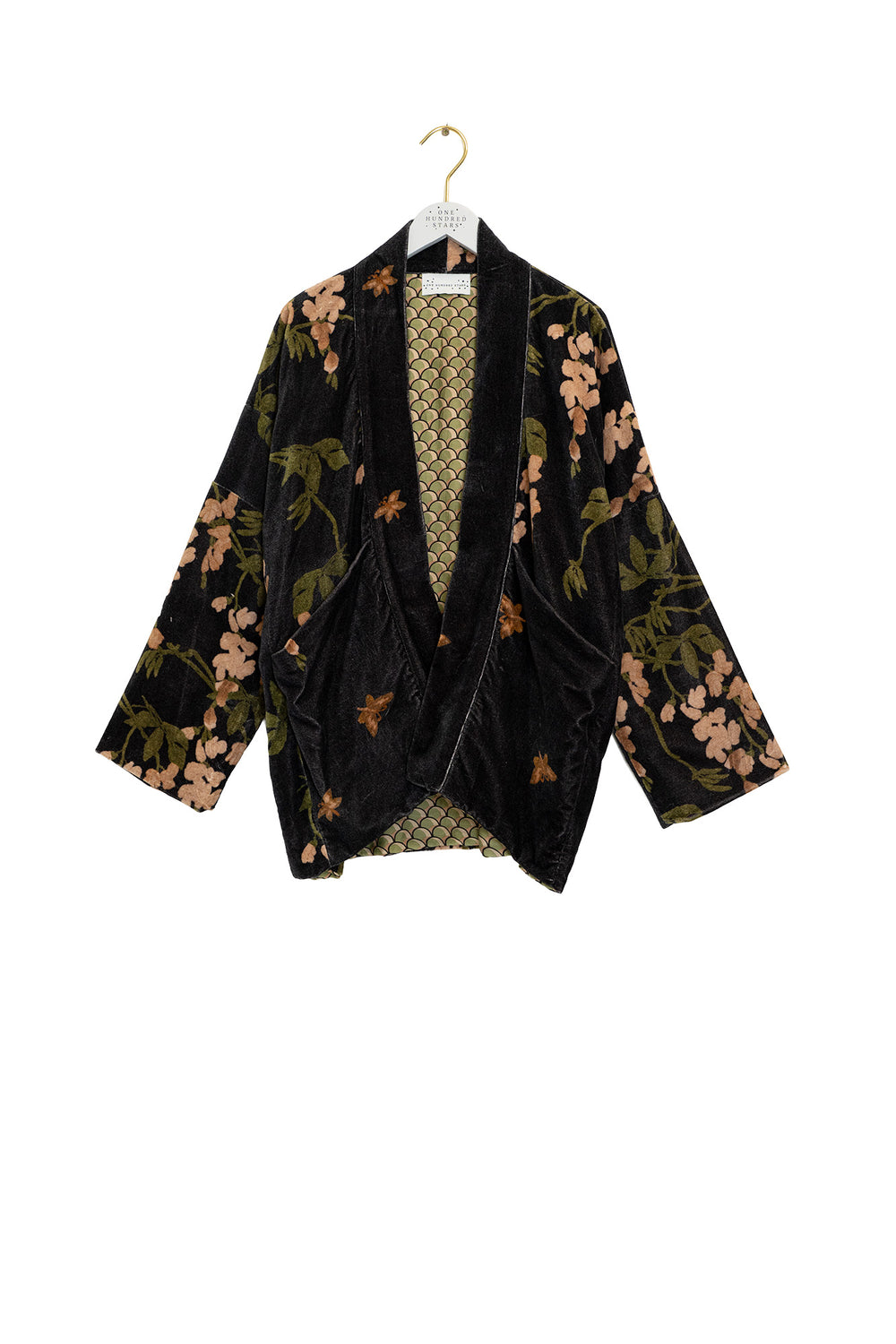 One Hundred Stars Wisteria Black Velvet Pocket Jacket
