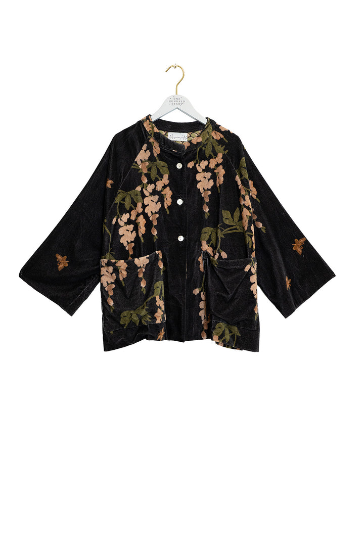 One Hundred Stars Wisteria Black Velvet Jacket