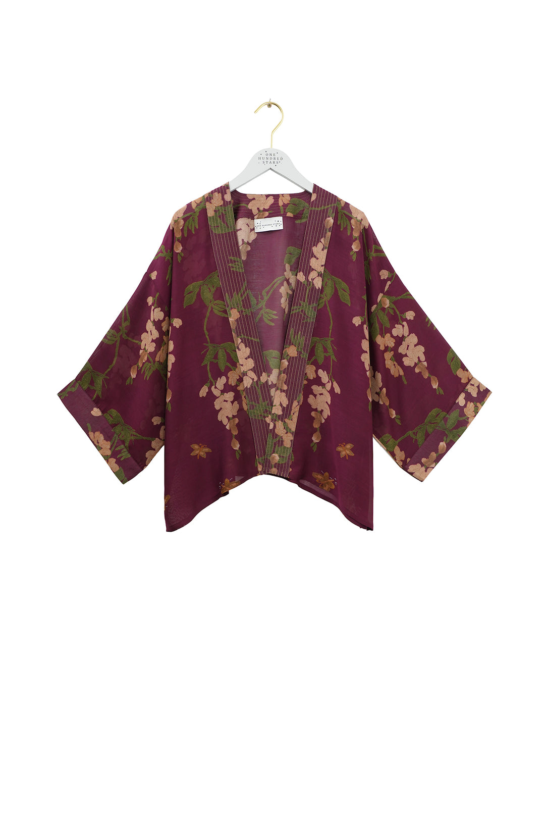 One Hundred Stars Wisteria Plum Kimono