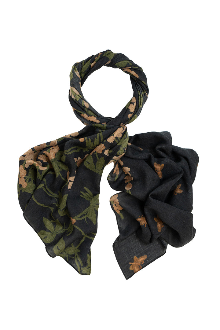One Hundred Stars Wisteria Black Wool Scarf
