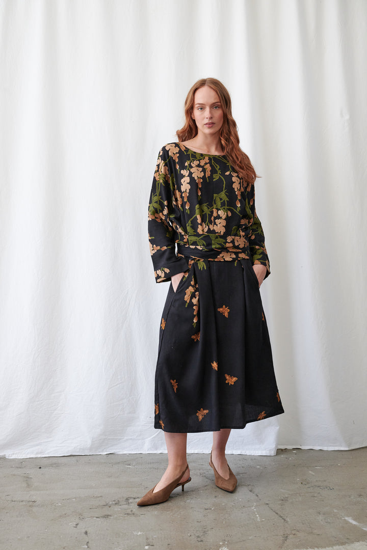 One Hundred Stars Wisteria Black Kate Dress