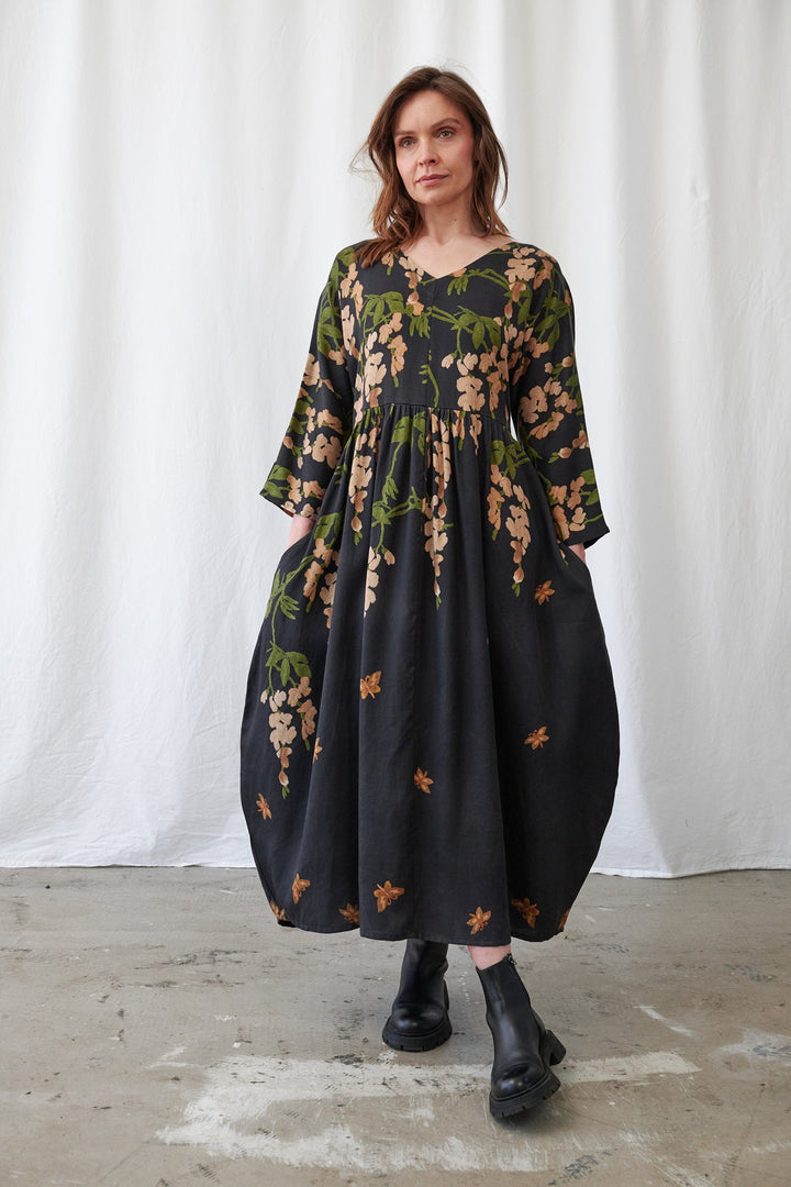 One Hundred Stars Wisteria Black Tulip Dress