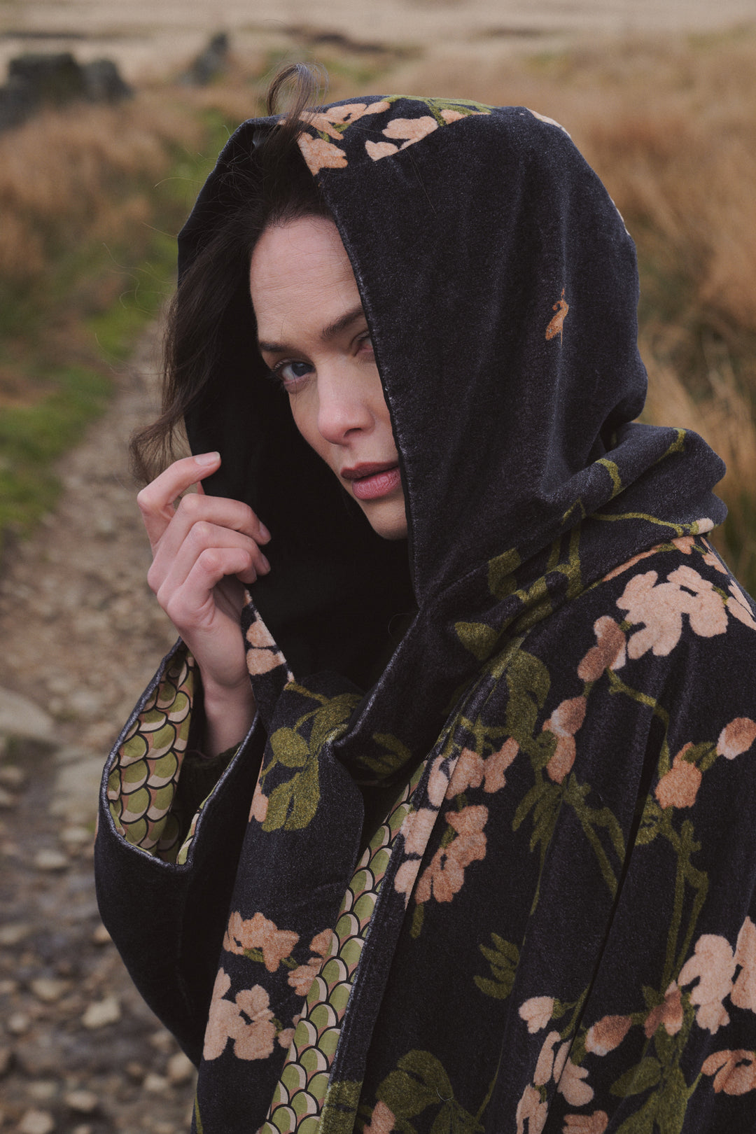 One Hundred Stars Wisteria Black Velvet Hood