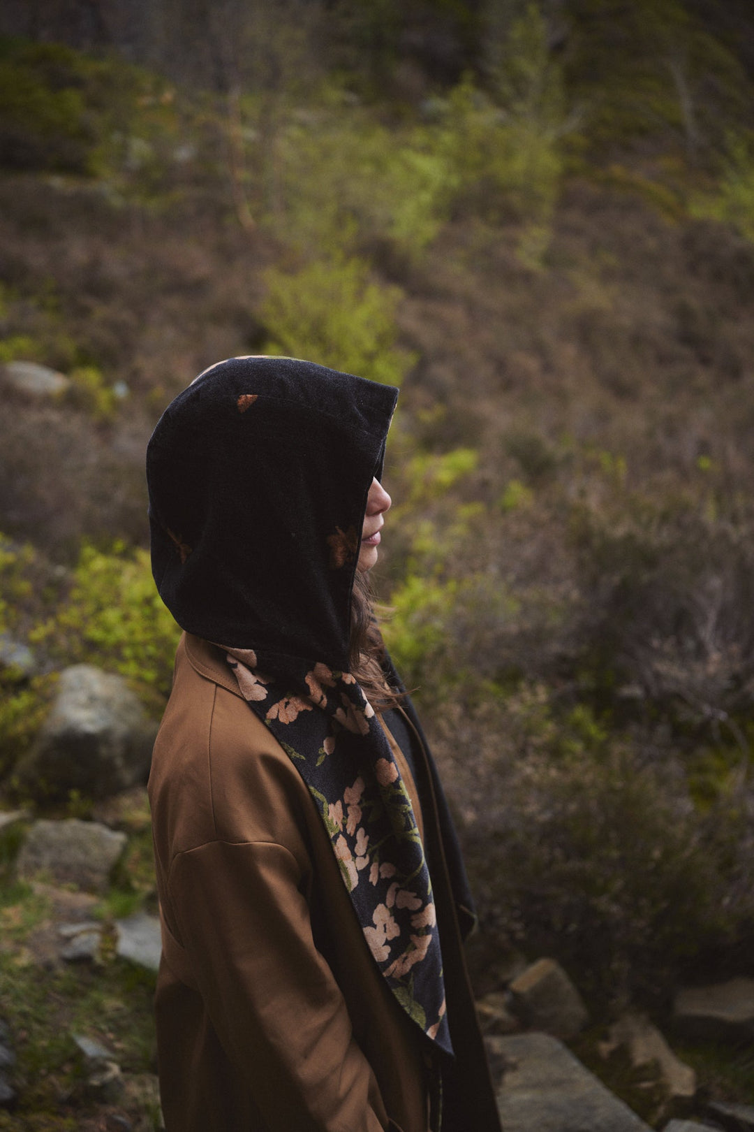 One Hundred Stars Wisteria Black Velvet Hood