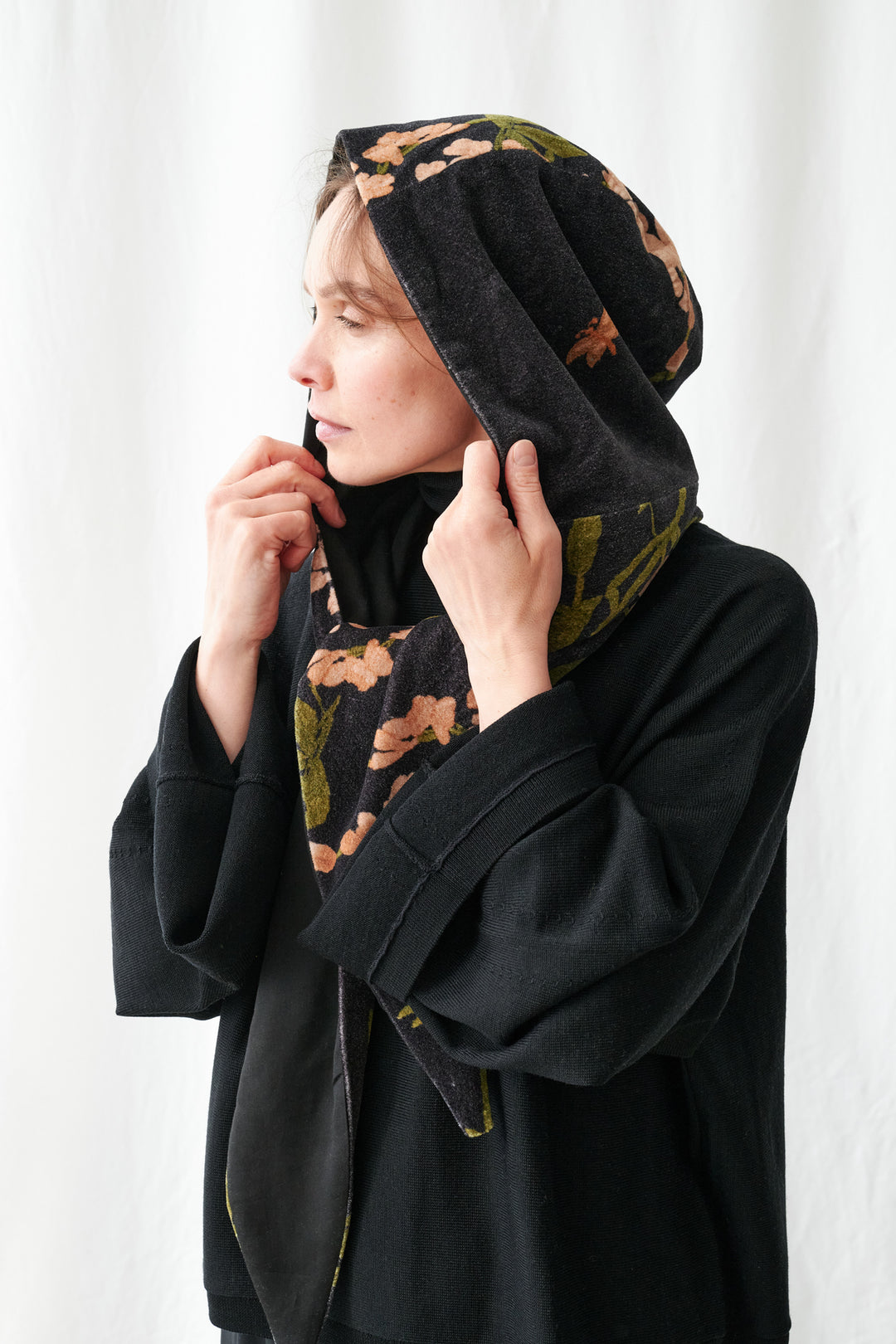 One Hundred Stars Wisteria Black Velvet Hood