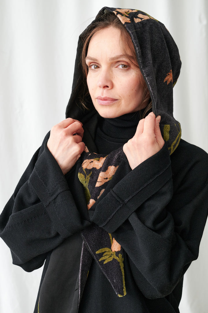 One Hundred Stars Wisteria Black Velvet Hood