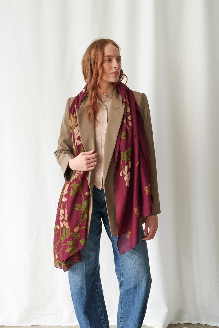 One Hundred Stars Wisteria Plum Scarf