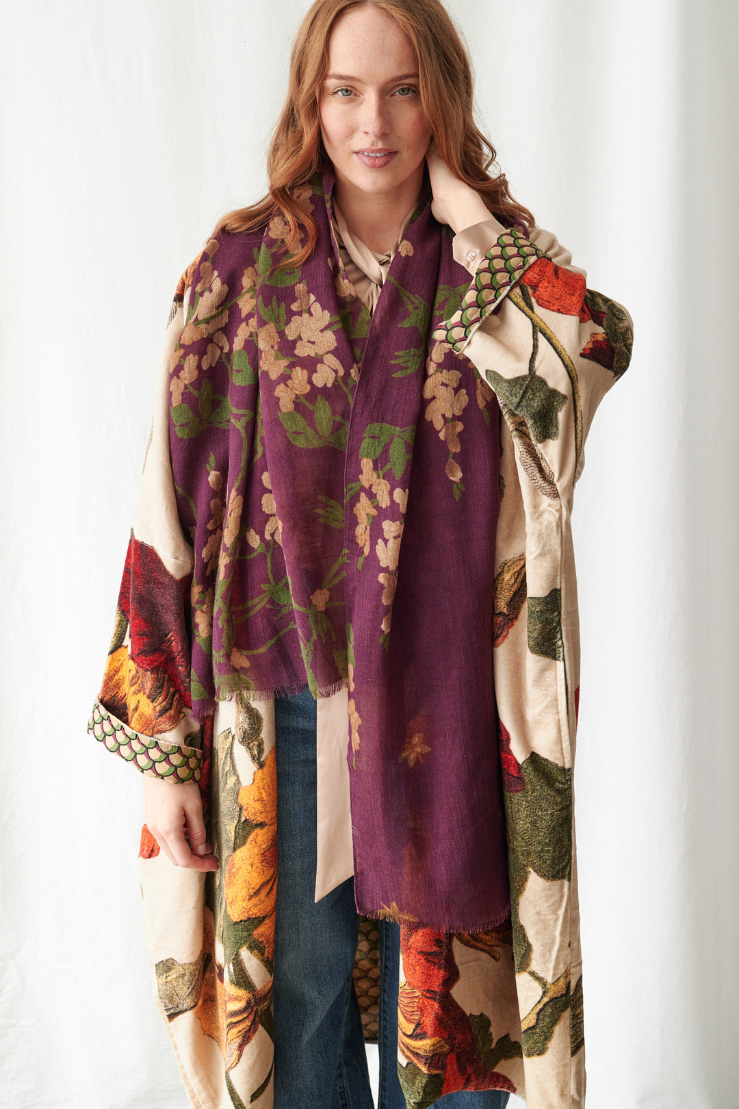 One Hundred Stars Wisteria Plum Wool Scarf