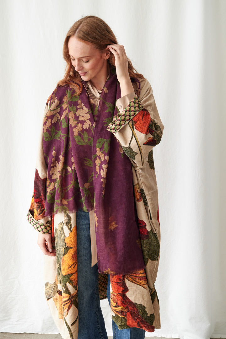 One Hundred Stars Wisteria Plum Wool Scarf
